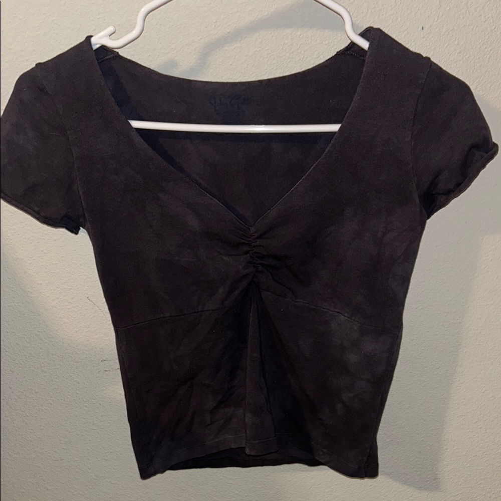 Black V-Neck Women's Top